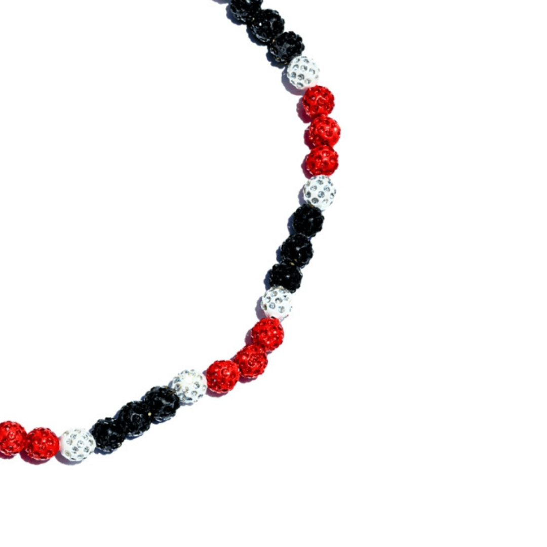 Collection of Tiger Heat Iced Out Baseball Bead Necklace | Orange, White, & Black in a gallery layout